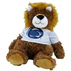 plush cuddle buddy lion with Penn State Athletic Logo on white shirt
